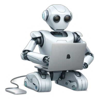robot with macbook sticker