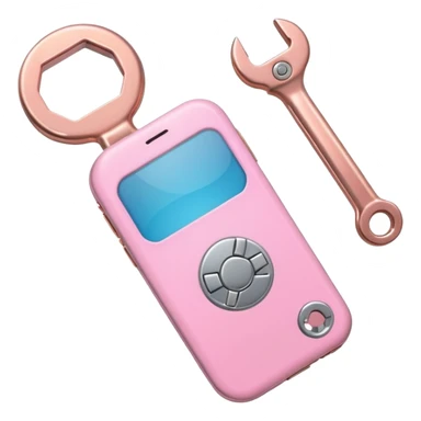 pink girly cellphone with a cute wrench sticker
