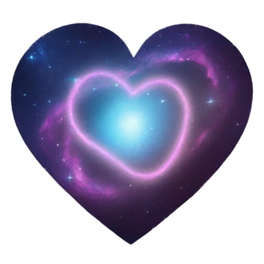 heart shape galaxy with orbit ring  sticker