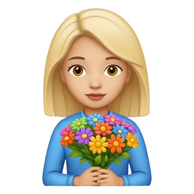 Niña con un ramo de flores sticker