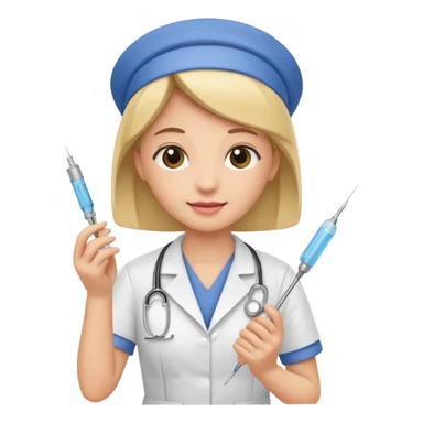 nurse holding vaccination needle sticker