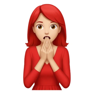 woman surprised with her hands over her mouth, full body sticker