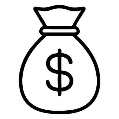 money bag icon, clean and simple, modern icon style sticker