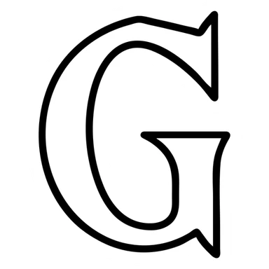 icon featuring the letter G in LifeCraft Font style, bold, stylized, clean and readable sticker