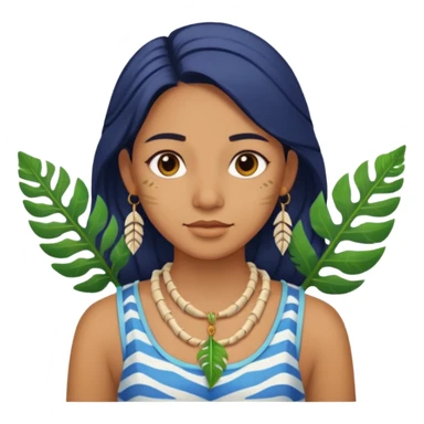 ancient girl wearing fish bone necklaces and leaf shirt sticker