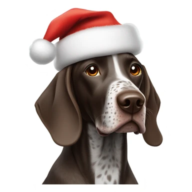 german shorthaired pointer wearing santa hat sticker