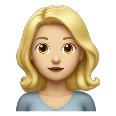 Fille blonde avec un carré qui tient un diablotin sticker