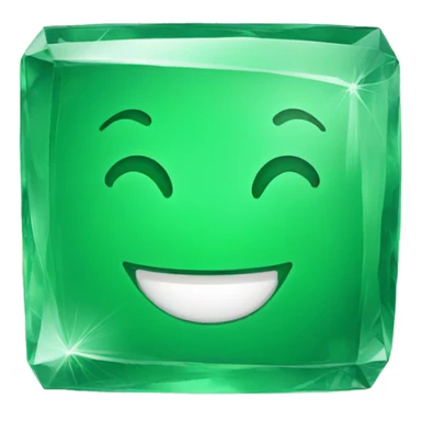a green square cristal, happy face sticker