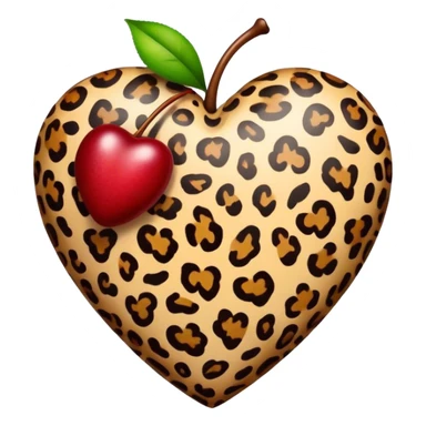 leopard print heart with cherry sticker