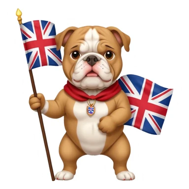 bulldog holding a British flag, English theme sticker