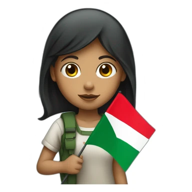 Emoji of a girl holding the flag of Palestine sticker