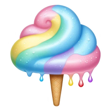 Rainbow cotton candy with glossy, dewy surface and reflective sugar crystals sticker