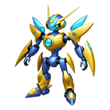 Shiny Futuristic Fakemon-Pokemon-Digimon-Spectrobes-Medabot-fusion, full body sticker