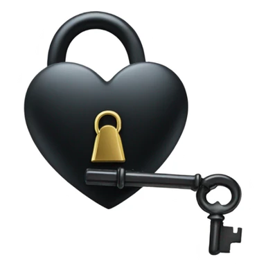 black heart-shaped lock and key sticker