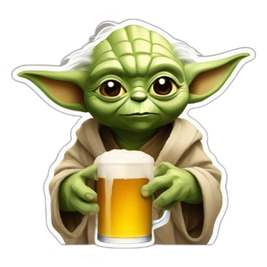 Yoda avec une bière et un verre de coca sticker