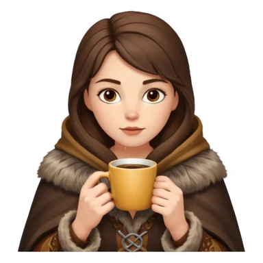 viking brunette woman drinking coffee sticker