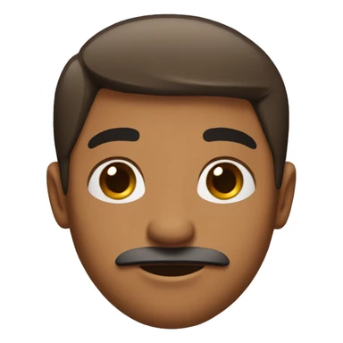 a brown skin face and a short black hair and honey eyes and thin mustache sticker