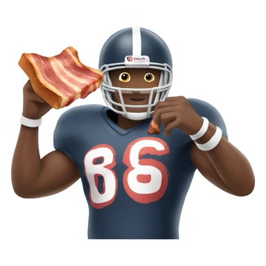 Football player holding bacon sticker
