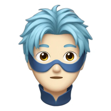 Satoru Gojo with blue hairs and eyes mask hiding his eyes sticker