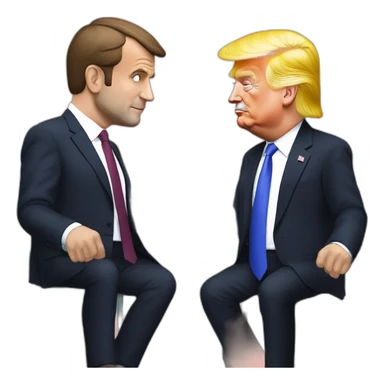 Emmanuel macron buvant une biere avec trump sticker