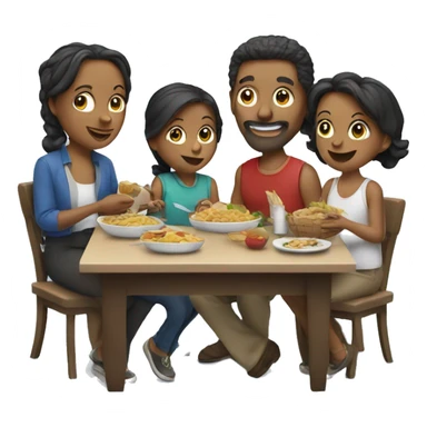 Family eating at table sticker