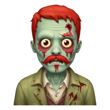 zombie with red mustache sticker