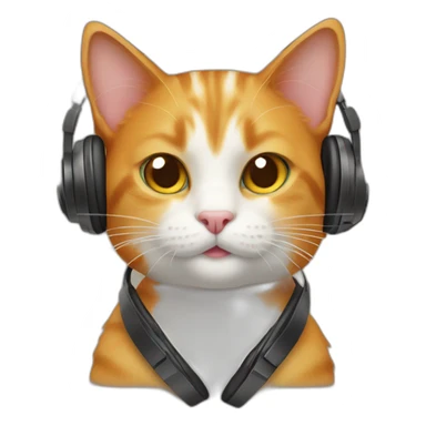 ginger cat with headphones sticker