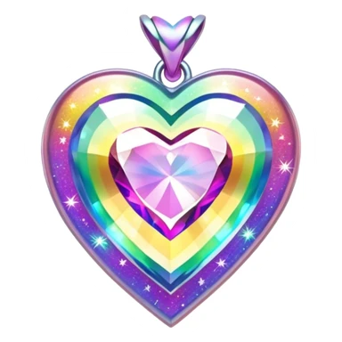 heart shaped mystic topaz holographic charm with rainbow sparkles sticker
