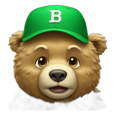 Bear wearing a green baseball cap sticker