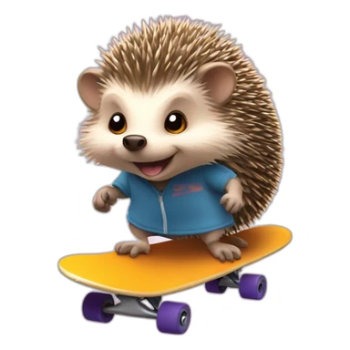 Hedgehog on skateboard with 47 number on spikes sticker