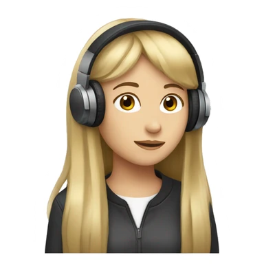 Brown hair girl with blonde long bangs and  headphones sticker