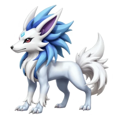 Cool edgy badass Suicune-Lycanroc-Absol-Fakémon-hybrid-creature (full body)  sticker