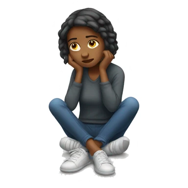 woman sit sad sticker