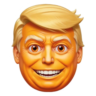 donald trump orange face smiling extremely wide cursed body horror sticker