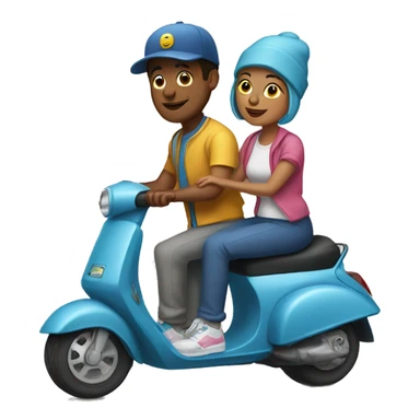 man and woman sitting on a scooter wearing   sweatpants and caps sticker