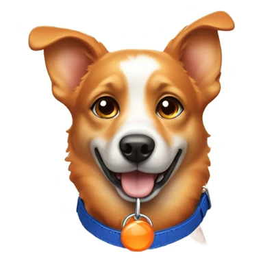 cute dog with shiny eyes and dark blue dog collar with a orange pendant  sticker
