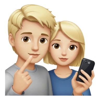 blonde girl and boy selfie sticker