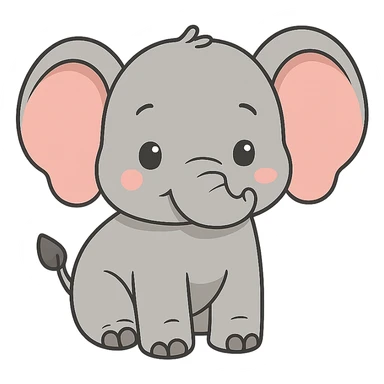 flat toon baby elephant sticker