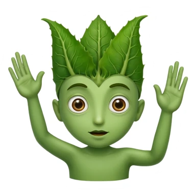 bhindi with big eyes antwo hands showing vitory sign sticker