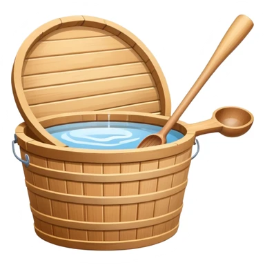 Sauna wooden bucket and ladle sticker