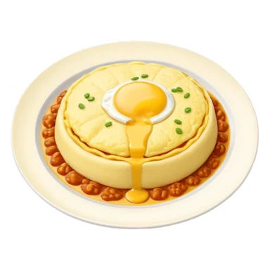 Tasty omurice dish on a big plate (no tomatoes)   sticker