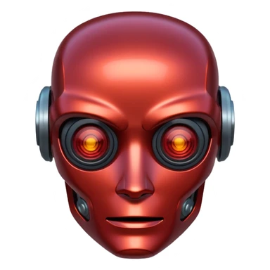 Cyberpunk robot head, redish tint, family friendly sticker