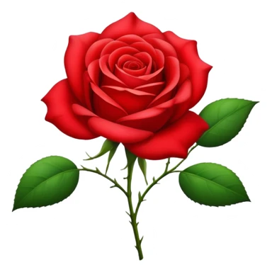 Beautiful red rose flower with lush petals and green leaves sticker