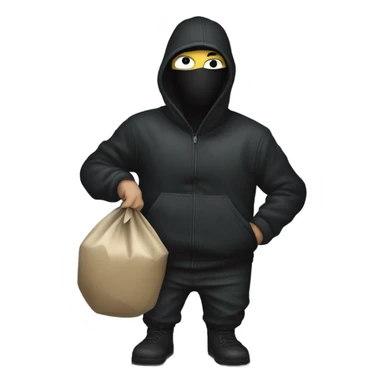 robber sneaking away with a large bag of money sticker