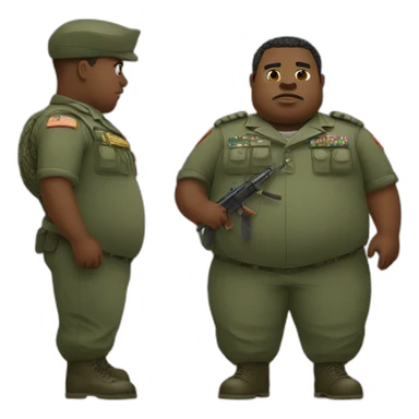 a fat black man dressed in military attire fighting with a crocodile sticker