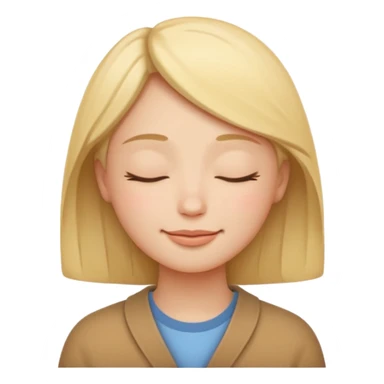 A simple emoji-style character with a gentle, soft smile and eyes peacefully closed from kindness and warmth, minimal design, rounded face, clean lines, friendly and calm expression, modern emoji style, transparent background. sticker
