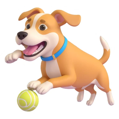 dog chasing ball in forrest, close up pose sticker