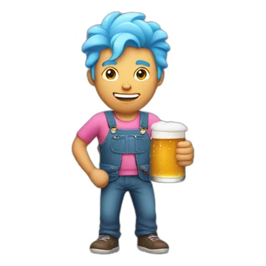 guy with pink blue hair holding beer in his hand sticker