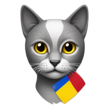 Cat black and white and Romanian flag  sticker