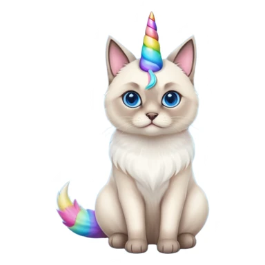Siamese cat with a unicorn horn sticker